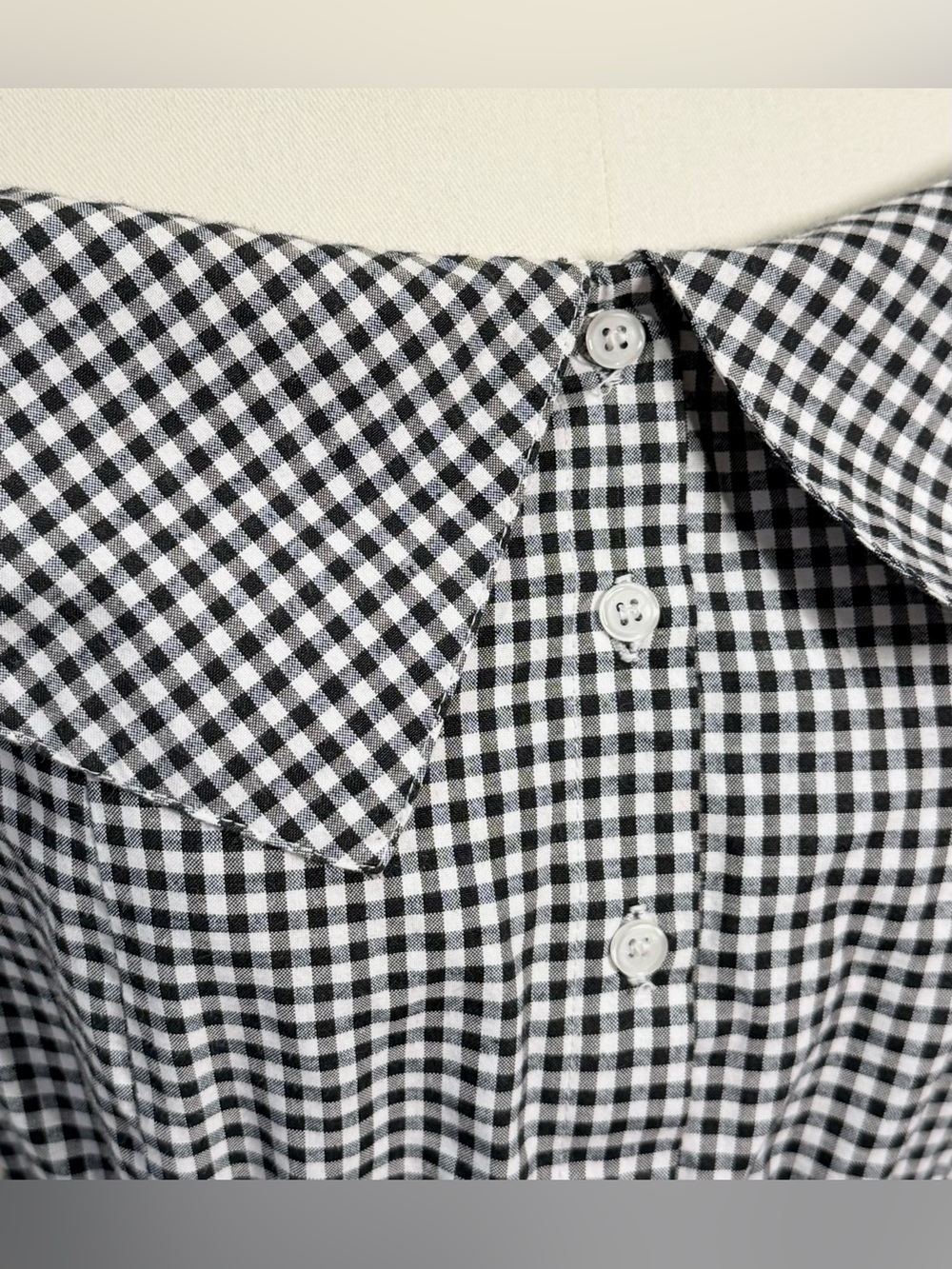 NWOT - L’Academie Off Shoulder Gingham Mini Dress Black White XS - Picture 5 of 8